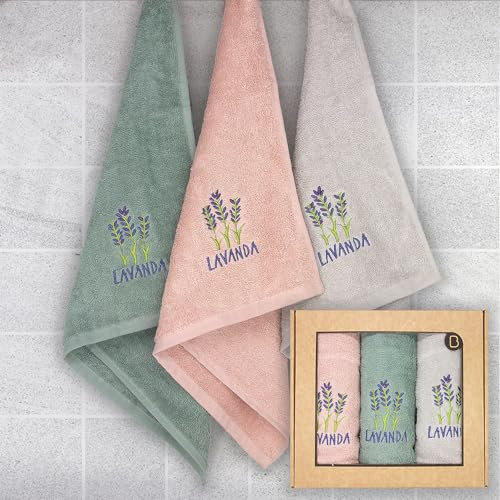 Estuche 3 Paños de Cocina Rizo Americano Lavanda, Paños de Calidad, Medida 50x50 Cms, Juego de 3 Paños de Cocina Originales, Gruesos de 500 gr/m², Trapos Absorbentes y Suaves (Lavanda, 50X50 cm)