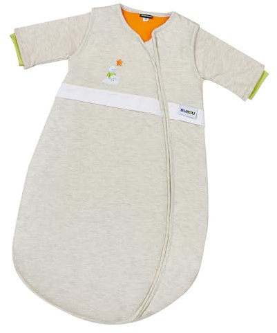Gesslein Baby Schlafsack Bubou, Ganzjahres-Schlafsack mit Temperaturregulierung (optimale Passform, langer Reißverschluss, 70),beige mit Bär Motiv