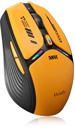 Uciefy V19 Mouse wireless a LED, 2,4 G, ricaricabile, mouse magnetico portatile silenzioso con ricevitore USB e adattatore di tipo C per laptop, PC, iPad, Mac, Chromebook, arancione