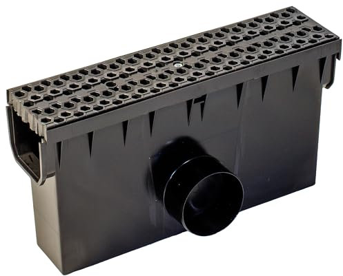 ScarMaxx Hofablauf Hofsinkkasten - Fangkorb A15 Gully Stegrost - Kompatibel mit dem 115-mm-System - Kunststoff - Polypropylen (PP) - 2 x Anschluss für KG-Rohr DN110 - Designrost Bienenwabe Schwarz