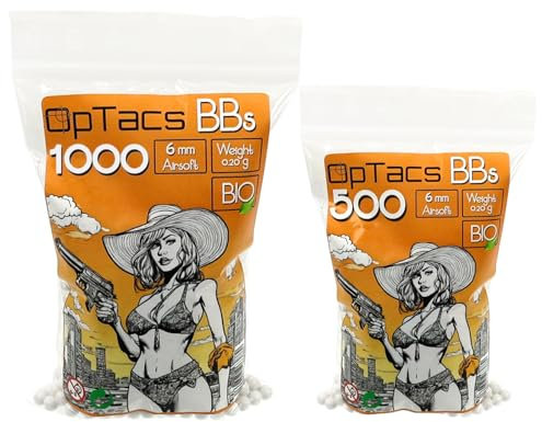 OpTacs Airsoft Softair Kugeln 6mm Premium Bio BBS 0,20g BB biologisch abbaubar (1.000 Stück)