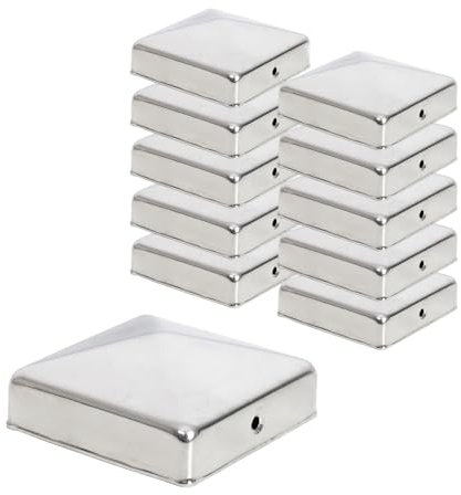 VOSS.garden 10x Pfostenkappen 70x70mm, Edelstahl, Schutzkappen für Holzpfähle Holzpfosten, Kappen für Vierkantpfosten, inkl. Schrauben