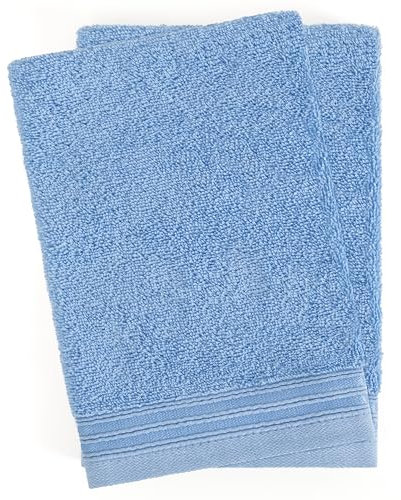 Hammetex 2er Set Mini Handtücher 15x22 cm, 100% Baumwolle mit Waschlappen Waschen Frottier, Superwuschel Weiche Qualität Strapazierfähig, Hellblau