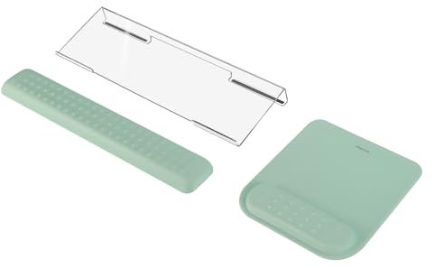 MOSISO Support Clavier Ordinateur&Repose Poignet Clavier&Tapis de Souris,Massage Ergonomique Repose Poignet Clavier Set,Type Facile Support Clavier Acrylique Clear Bureau Maison,Vert Antique