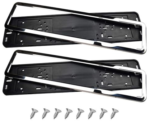 LMYSLCDW 2 Stück Auto Kennzeichenhalter für Audi A4 MK B7 2005-2008,EdelstahlNummernschild Rahmen Auto Ummernschildhalterung Verstärker,Silver