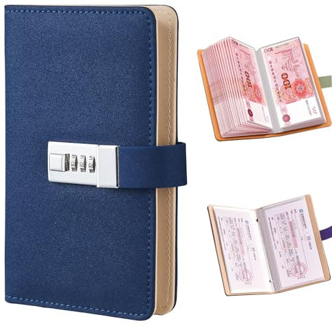 Wuhonghao Budget Planner Deutsch,Sparbuch für Geld mit Schloss,A6 Budgetplaner,Passwort Geldsparmappe,Geld Sparen Mappe,100 Envelope Saving Challenge Buch,Cash Spar Planer Binder,Euro Sparmappe(Blau)