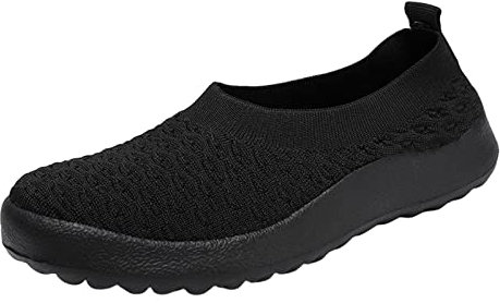 Generico Scarpe Donna Running Scarpe Pianta Larga Donna estate donna scarpe sportive fondo piatto leggero slip tinta unita stile minimalista maglia intrecciata Ciabatte Ortopediche Scarpe (Black, 40)