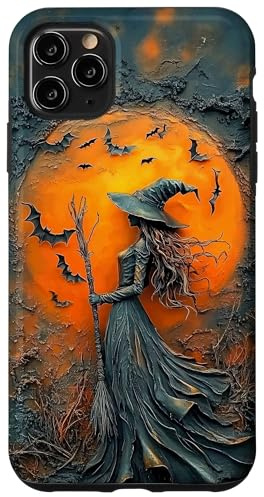 Witch Silhouette with Full Moon and Bats - Halloween Case for iPhone 11 Pro Max