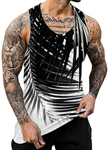Ärmelloses Tshirt Herren Bodybuilding Laufshirt Bequeme Sportshirt Strand T-Shirt Tee Top für Men Achselshirt Stretch Trägershirts Sommer Kleidung Muscle Shirt Modische Tshirt Casual Achselshirts