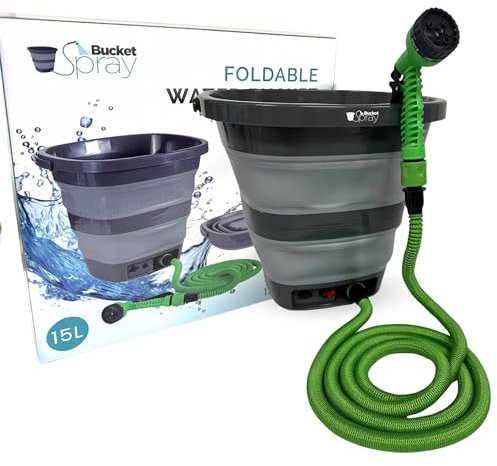 Bucket Spray Pulvérisateur électrique 15 L - Seau pulvérisateur haute pression portable, pliable et rechargeable par USB pour voiture, camping, jardin, terrasse, chantier -