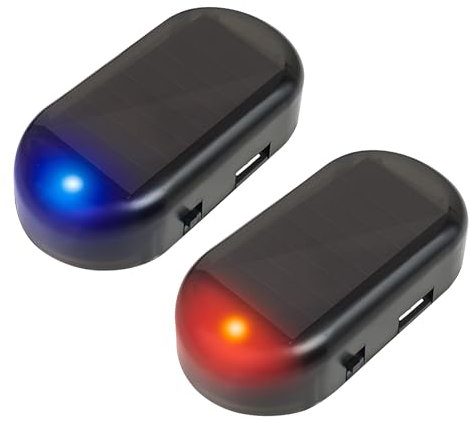 2 Stück Alarmanlage Auto, Solar Power Dummy Alarm LED Diebstahl Blinken, Alarmanlage Diebstahlsicherung, für Auto Sicherheitssystem, Dummy Anti-diebstahl Blinklampe(Rot und Blau)