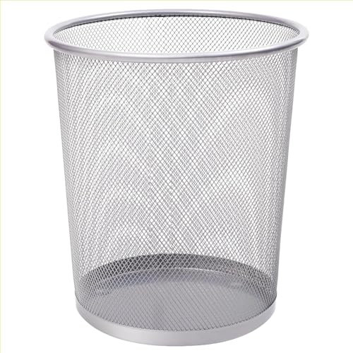 Home Vista Grey Stainless Steel Mesh Office Bin 1Pk - Waste Paper Bin for Bedroom-Lounge-Under Desk, Durable & Lightweight Basket for Home & Office – Small Waste Paper Bins for Efficient Organization