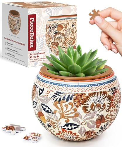 PieceRelax 3D Puzzle Blumentopf – Autumn Abundance | 80 Kunststoffteile | DIY-Pflanztopf zum Selbstbauen | Entspannendes Geschenk für Pflanzenliebhaber [K1127]