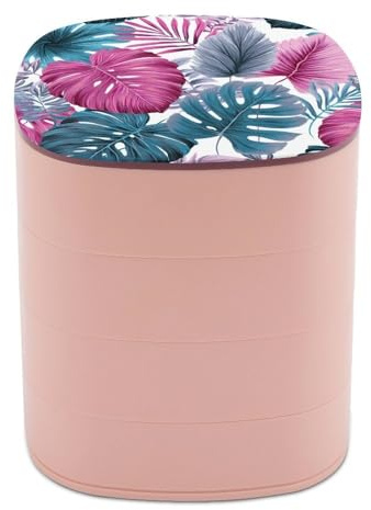Jubonexis Palmblätter und Monstera-Schmuckschatullen für Frauen, Ohrringhalter, Organizer, drehbarer Schmuck-Organizer für Halsketten, Armbänder, Ringe