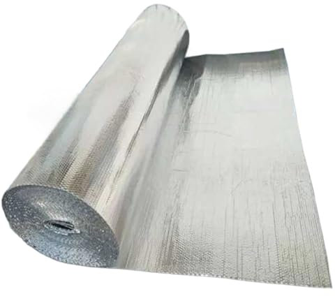 1 rouleau d'isolation réfléchissante à bulles double face, ignifuge, isolant thermique, protection UV pour portes, fenêtres, toits et autres.