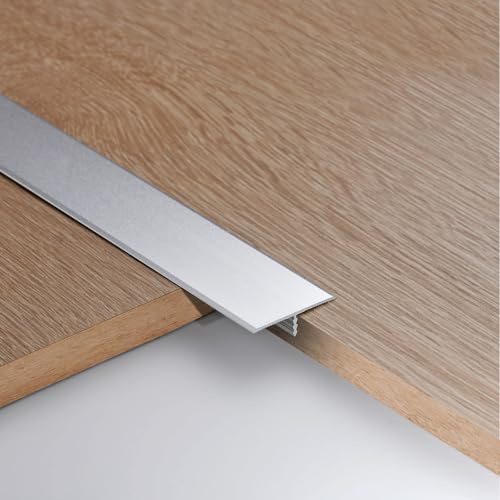 3pcs 3.3cm Aluminum T Molding Floor Transition Strip Metal Flat Divider Strip for Joining Floor Gaps Laminate Profile Flooring Edge Trim Cover Strips,0.9m Silver