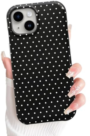 EYZUTAK Magnetisch für iPhone 13/iPhone 14 Hülle Kompatibel mit MagSafe, Mode Niedliche Polka Dot Handyhülle Einfach Chic Aesthetic Polka Dot Muster Schlanke TPU Schutzhülle für Mädchen - Schwarz | Fit for MagSafe Wireless Charge, Aesthetic Polka Dots Striped Line Pattern, Slim TPU Protective Phone Cover, for Women Girls