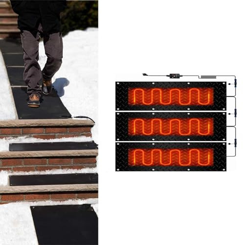 Schneeschmelzmatten for den Außenbereich – Anti-Rutsch-Gummimatten for Treppen, Gehwege und Eingänge – Effizientes Schmelzen von Schnee und Eis(30x150cmx3Pcs)