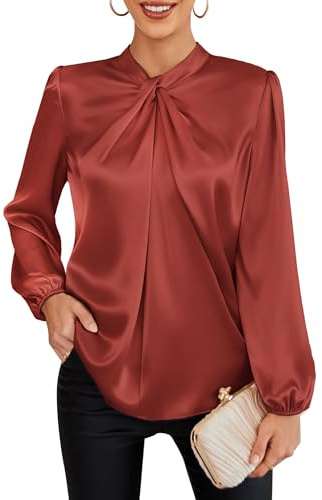 GRACE KARIN Knotted Neck Long Sleeve Blouse for Women UK Elegant Work Tops