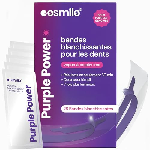 ESMILE 28 professionelle Zahnaufhellungsstreifen in Violett – sofortiges Ergebnis Effekt V34 – schnelle Zahnaufhellung zu Hause | Ideal für Kaffeeflecken, Wein, Rauch | schonend für empfindliche Zähne