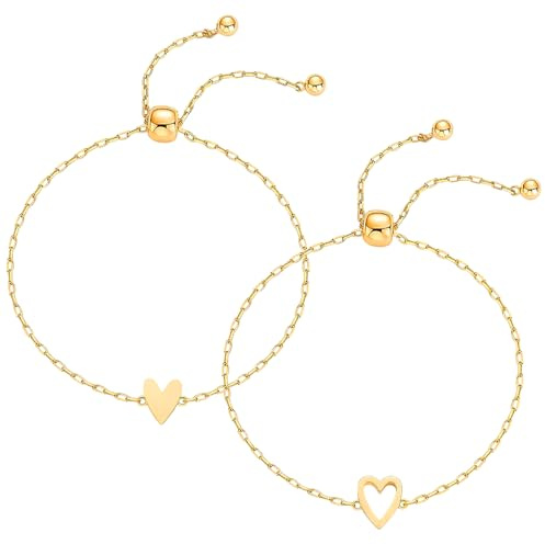 YUEXNKO Damen Herz Armband, Gold Herz Armband Damen, Valentinstag Armband, Mädchen Armband, Damen Armband, Verstellbar Herz Armband, für Frauen, Mädchen Valentinstag Geschenke