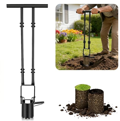 eupdd Plantoir à Bulbes Professionnel 1 Pièce, Outil de Plantation à Bulbes avec Manche Long et Dégagement Automatique du Sol, Plantoir Jardinage pour Tulipes, Jonquilles, Iris, Jardin et Pelouse