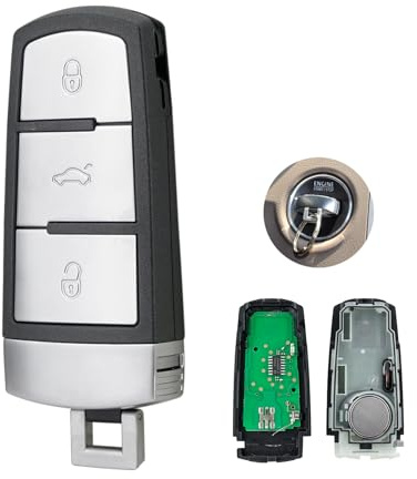 HYMOLKYE 434MZH 3 Buttons Remote Key Fob for VW Passat B6 CC 3C B7 Magotan | Complete Remote with 48chip and Battery, Volkswagen CC Car Key Fob, 3C0959752BA , Fit Car Owner as a Replace or spare Key