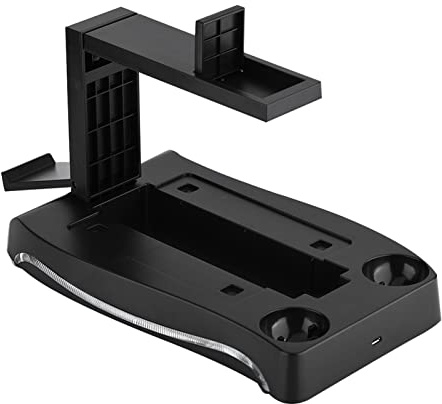 Naroote Langlebig für VR-Controller-Ladestation, Dock-Ständer, Lade-Ladestation, Organisierte Halterung für für, Bietet Platz für VR-Konsole und 2 Stück für PS Move-Griffe, Blaue LED-Lichtbasis,