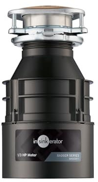 InSinkErator Garbage Disposal, Badger 1, Standard Series, 1/3 HP Continuous Feed, Black, Waterborne Grey Enamel