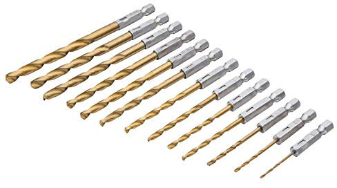 Blue Spot Tools 20339 Titanium Drill Bit Set Hex Fitting, Bronze, 1.5-6.5 mm, Set of 13 Piece