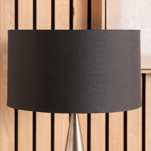 Black Cylinder Cotton Lampshade for Table Lamps 18 inch | Drum Lamp Shade for Living Room Standard Lamps (Black, 45cm Diameter)