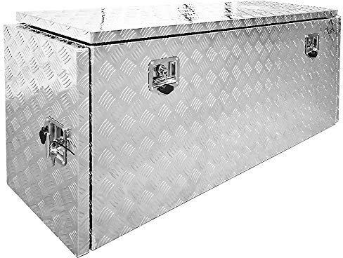 Trucky Truckbox, Deichselbox Aluminium, Anhängerbox 15 Größen, Werkzeugkiste mit Schloss und Schlüssel, stabil und wasserdicht, Boxentyp:P402 (148 x 45 x 64 cm)
