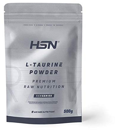 L-Taurina en Polvo de HSN | 500 g = 500 Tomas por Envase | 3 Gramos de Taurina por Dosis Diaria | 100% Pura Sin Añadidos ni Excipientes | No-GMO, Vegano, Sin Gluten