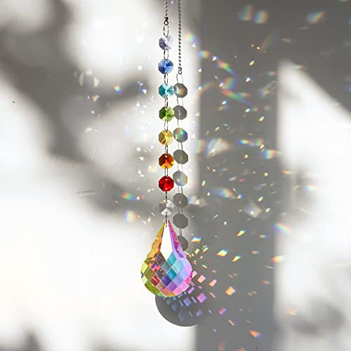 Crystal Chakra Beads Suncatcher Handmade Rainbow Maker Hanging Glass Pendant 76mm