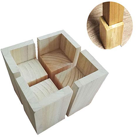 Rehausseur de Pieds de Meuble ou lit, Hauteur 3cm, 5cm, 8cm, 10cm, Robuste en Bois Massif Rehausseurs pour canapé, Table, Chaise, 4 pièces, Couleur Bois Naturel (sans Peinture)
