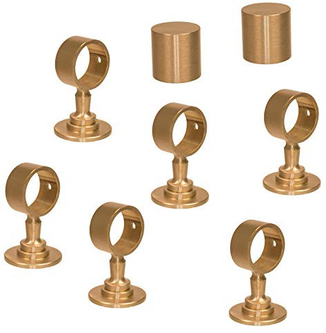 2 Endkappen und 6 Seilträger Messing matt für 40mm Handlaufseil