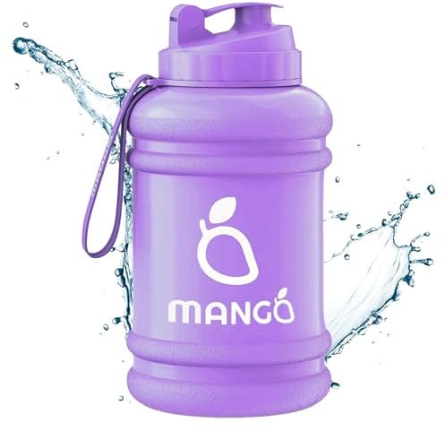 MANGO 2.2L Water Bottle With Straw and Time markings - BPA Free Xl Jug - Extra Large Durable Sports Bottles With Flip Cap - Ideal For Gym and Bodybuilding - Large Sports Reusable Water Bottle (Lilac)