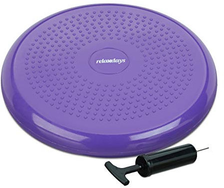 1 x Balance Kissen, 140 kg Maximalgewicht, Balance Pad mit Luftpumpe, Ballsitzkissen mit Noppen, Fitness Kissen, lila