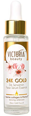 Victoria Beauty - Anti Aging Serum mit 24k Gold gegen Falten und Augenringe, Kollagen Gesichtsserum mit Hyaluronsäure für ein schönes Gesicht, Luxus Gesichtspflege (1 x 20 ml)