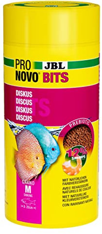JBL PRONOVO BITS GRANO, Hauptfutter für für Diskus und Buntbarsche von 8-20 cm, Fischfutter-Granulat, Größe M, 1000 ml