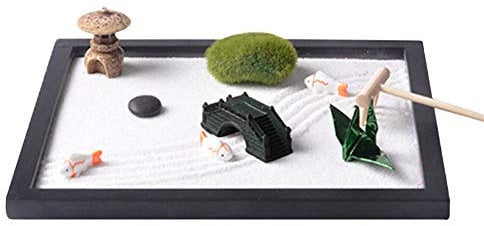 Zen Garden, Mini Meditazione Rock And Sand Garden con Rastrello per Home Office Rilassamento e Meditazione Home Living Room Ornamenti da Tavola Regalo Artigianale (574)