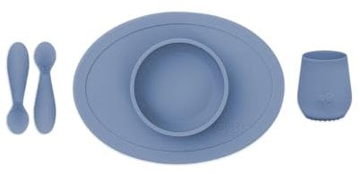 ezpz Tiny Lebensmittel-Set, Indigo, 4 Monate (Tiny Bowl, Becher, Löffel)