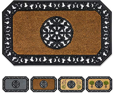 Carpido Fußmatte Natur – Sauberlauf 45x75 cm – Türmatte Innen Bereich – Eingangsmatte für den überdachten Außenbereich – Kokosmatte mit Gummirand