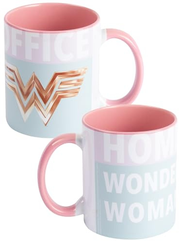 United Labels DC Comics Tasse 320 ml, Wonder Woman, Rosa Türkis, Kaffeebecher aus Keramik, Kaffeetasse