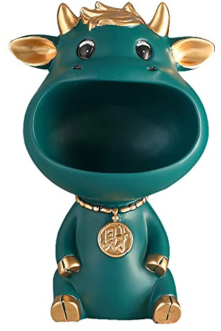 YQLKD Skulpturen Resin Ornamente Dekoration Großmaul Kuh Dekofiguren Aufbewahrungsbox