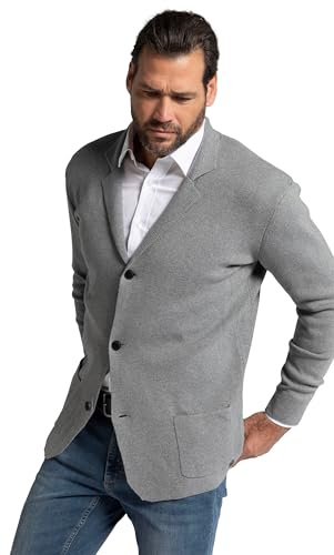 JP 1880 Herren große Größen Übergrößen Menswear L-8XL Stricksakko, FLEXNAMIC®, Business, Milano-Strick, Reverskragen grau Melange XXL 782666123-XXL
