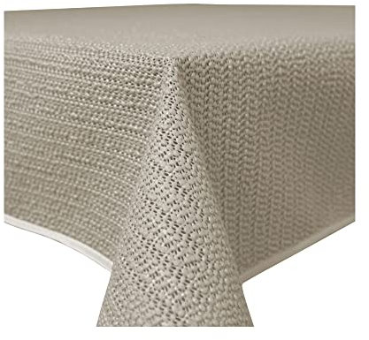 Haus und Deko Gartentischdecke Outdoor rechteckig wetterfest wasserabweisend rutschfest abwischbar PVC Weichschaum Tischdecke für Garten, Balkon, Terrasse und Camping (Beige, 130 x 160 cm)