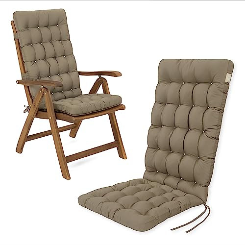 HAVE A SEAT Living - Hochlehner Auflage (1 St.) - Sitzpolster Gartenstuhl - Bequem, Wetterfest, Waschbar bis 95°C, Orthopädisch - Made in Germany (1 Stück - 120x48 cm, Goldbraun)