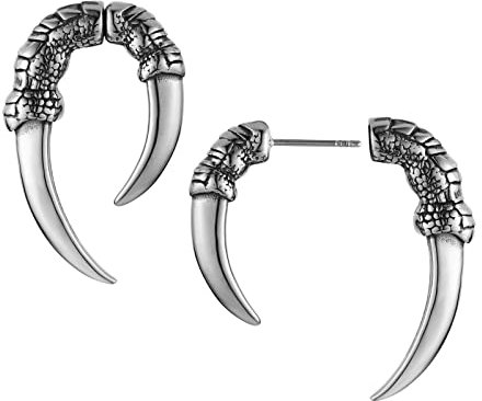 HZMAN Boucles d'oreilles à tige en acier inoxydable en forme de griffe de dragon pour homme et femme, style gothique, punk, bijou cadeau, Klein, Acier inoxydable, Pas de gemme
