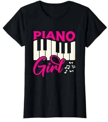 Piano Girl | Klaviertastatur Musiknoten | Musiker Pianist T-Shirt